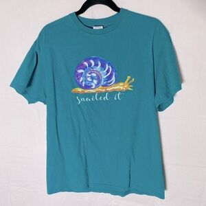 Vintage Delta Pro Weight Teal Snailed It T Shirt L